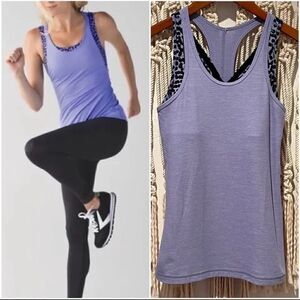 Lululemon Inspiration Tank SZ 2 Purple & Black Built in Bra Racerback Yoga Top